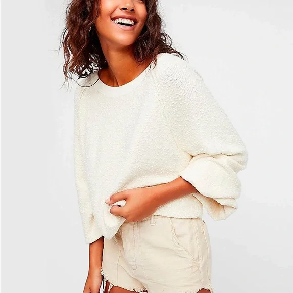 Free People Found My Friend Pullover Cream/Beige Medium - Picture 5 of 10
